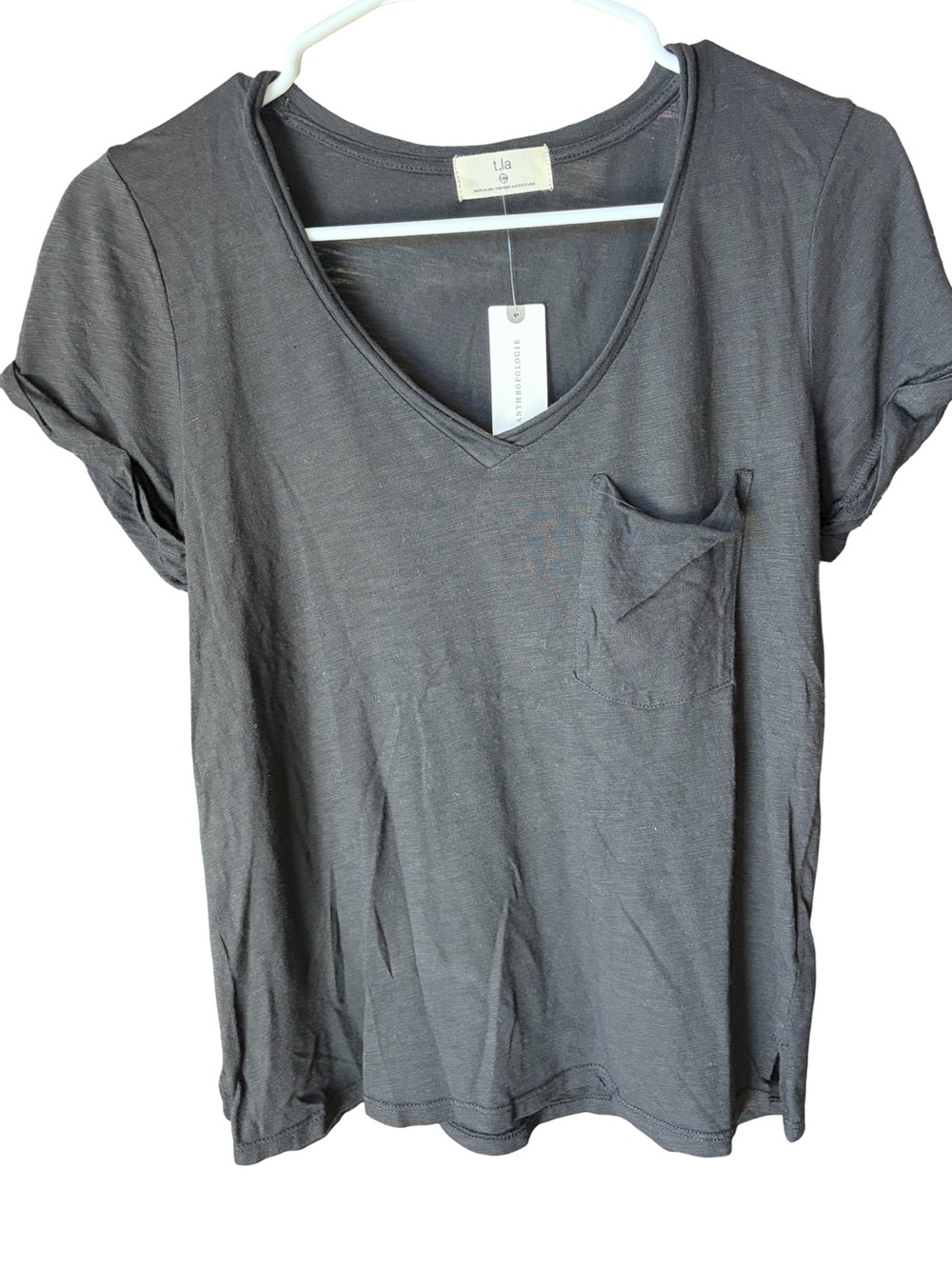 T.la NWT Anthropologie Pocket Tee Black Size XXS